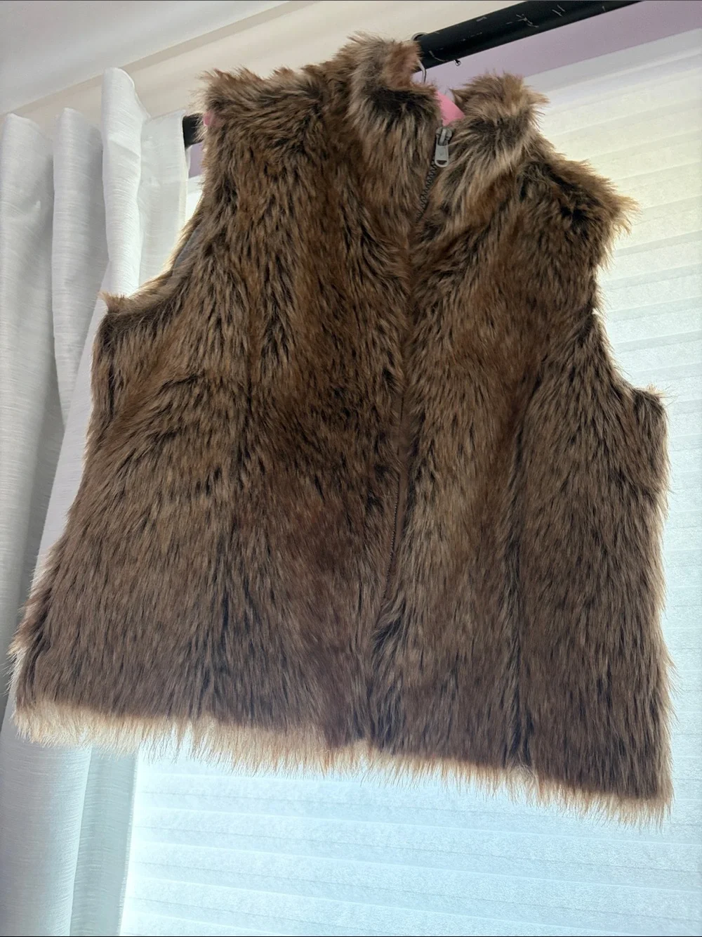 Kids Faux Fur Vest - Brown